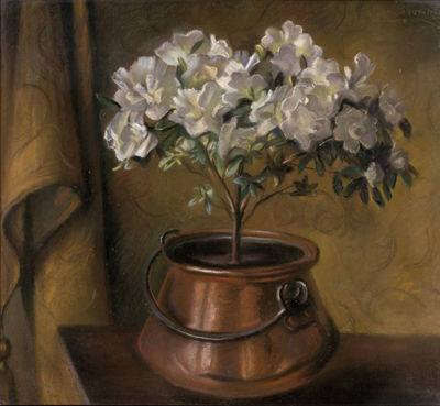 unknow artist Fanny Inama von Sternegg 1927, Blumenstock in Kupferkessel